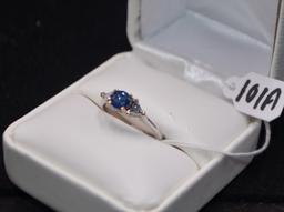 LADIES DIAMOND & SAPPHIRE 18K WHITE GOLD RING