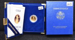 1988 1/10 OZ $5 PROOF GOLD COIN WITH BOX & C.O.A.