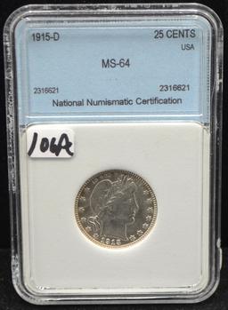 1915-D BARGER QUARTER - NNC MS64