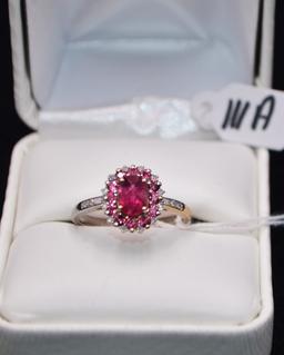 LADIES 1.54 CTTW DIAMOND & PINK TOURMALINE RING