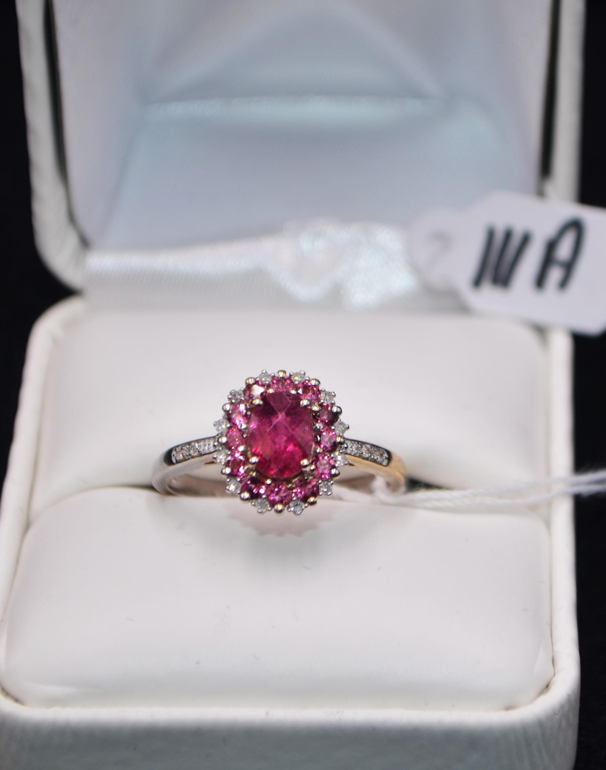 LADIES 1.54 CTTW DIAMOND & PINK TOURMALINE RING