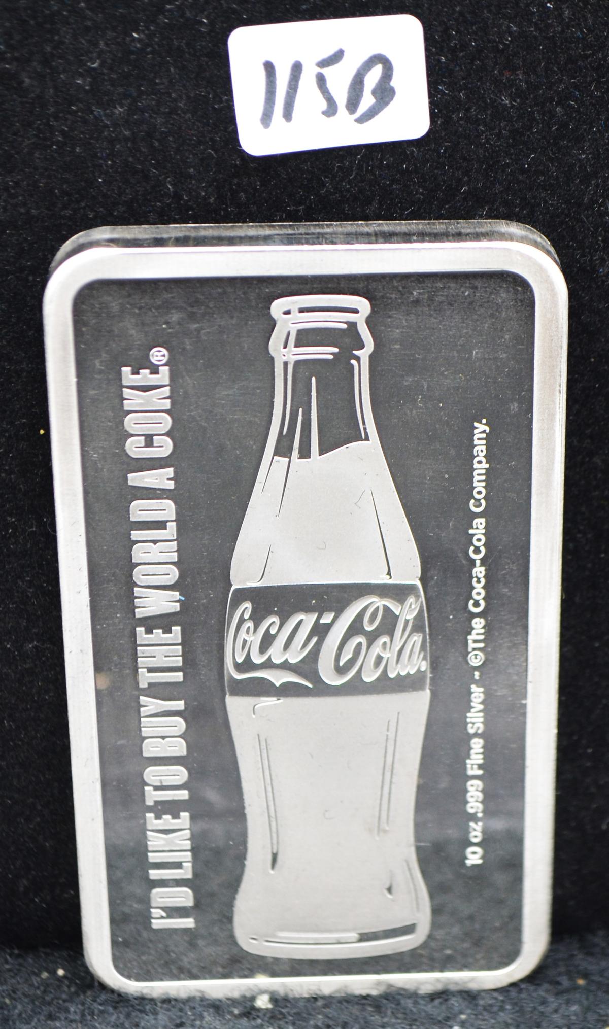 COCA COLA 10 OZ .999 FINE SILVER BAR