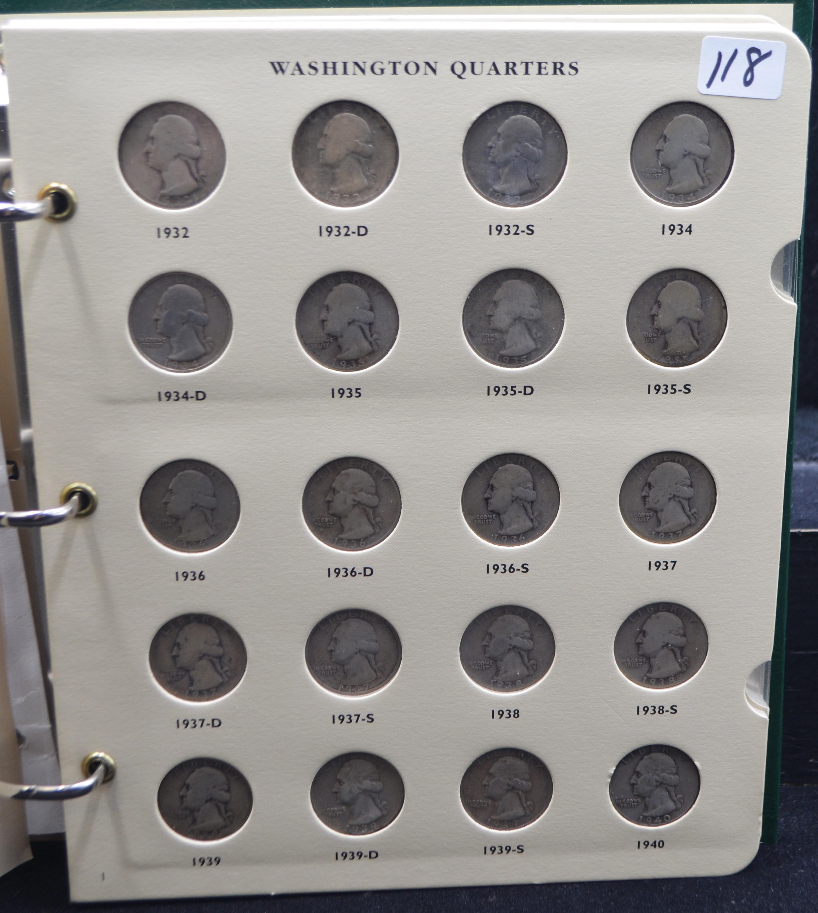 COMPLETE SET OF WASHINGTON QUARTERS 1932-1967