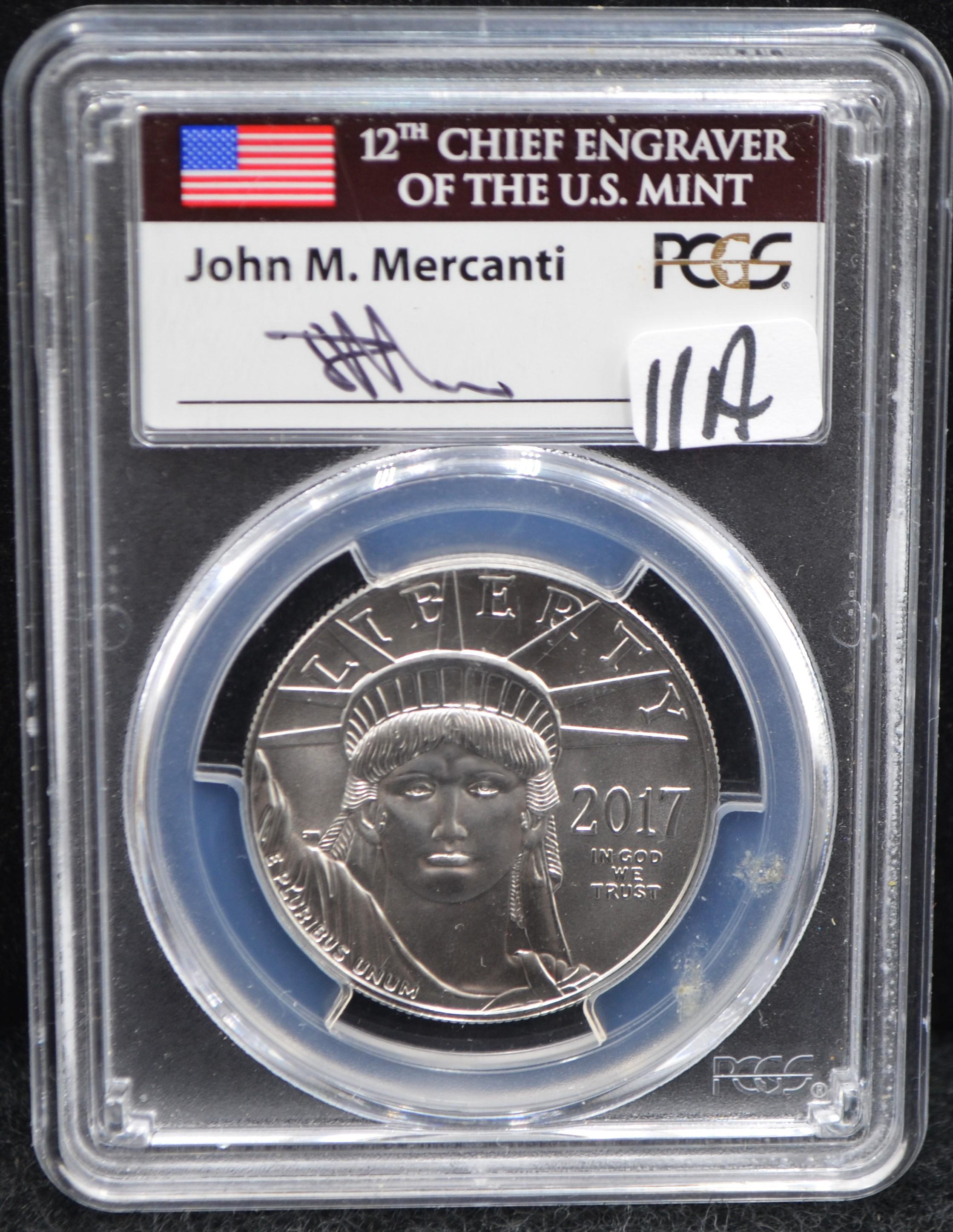 2017 $100 .9995 PLATINUM COIN 1ST STRIKE PCGS MS70