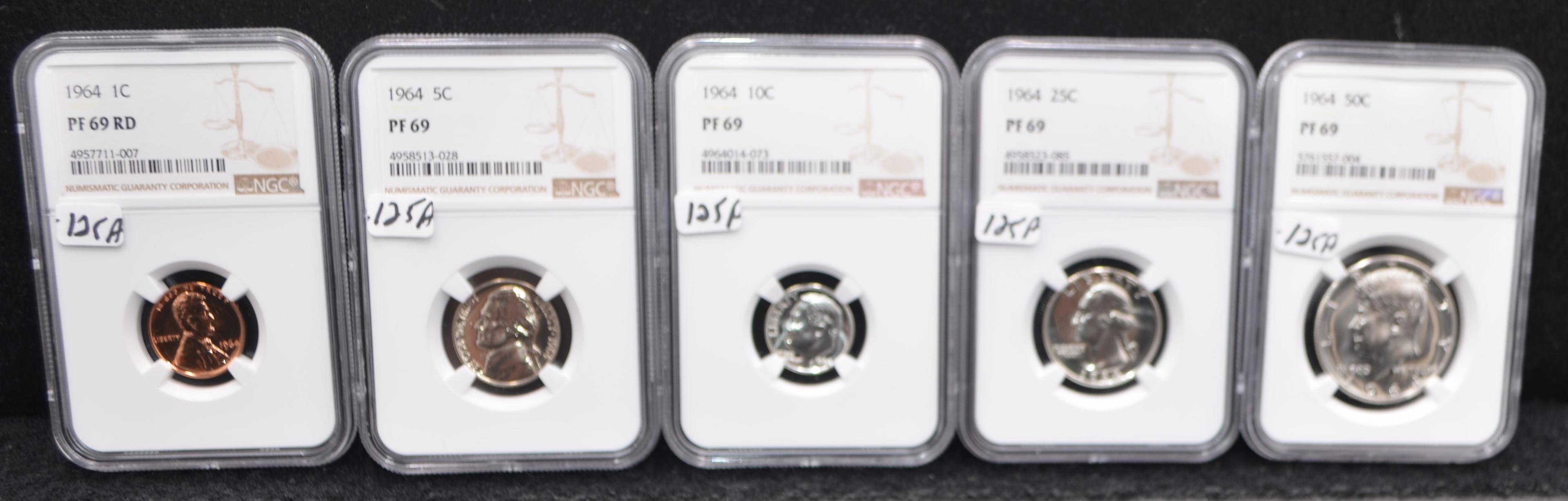 RARE 1964 U.S. MINT PROOF SET ALL NGC MS69