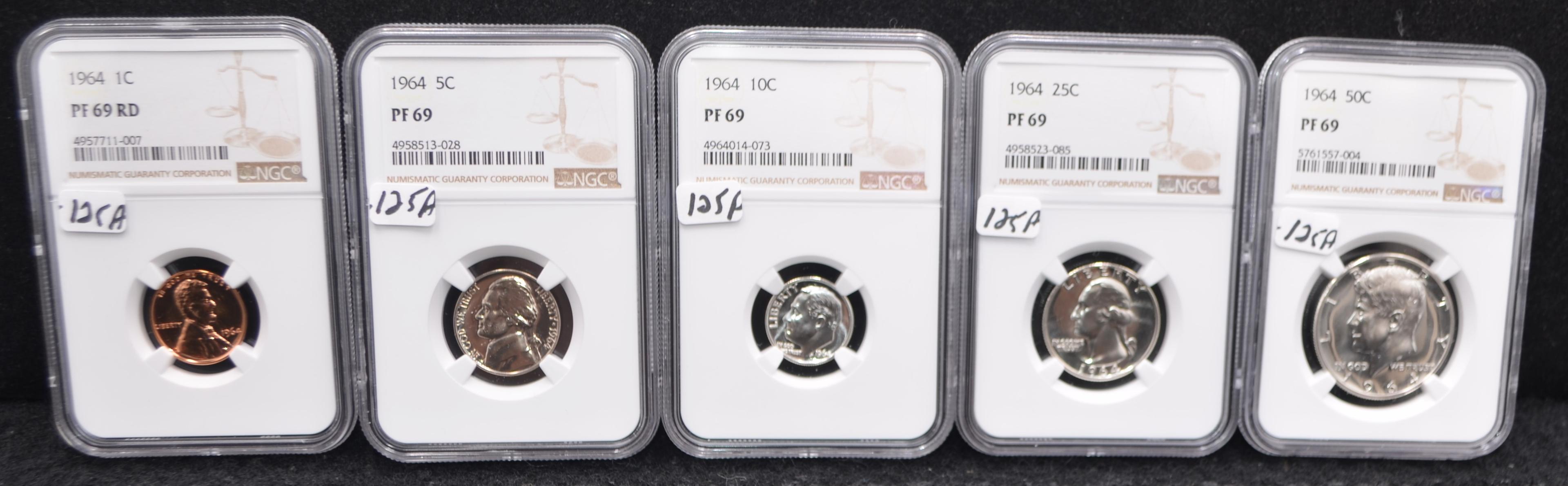 RARE 1964 U.S. MINT PROOF SET ALL NGC MS69