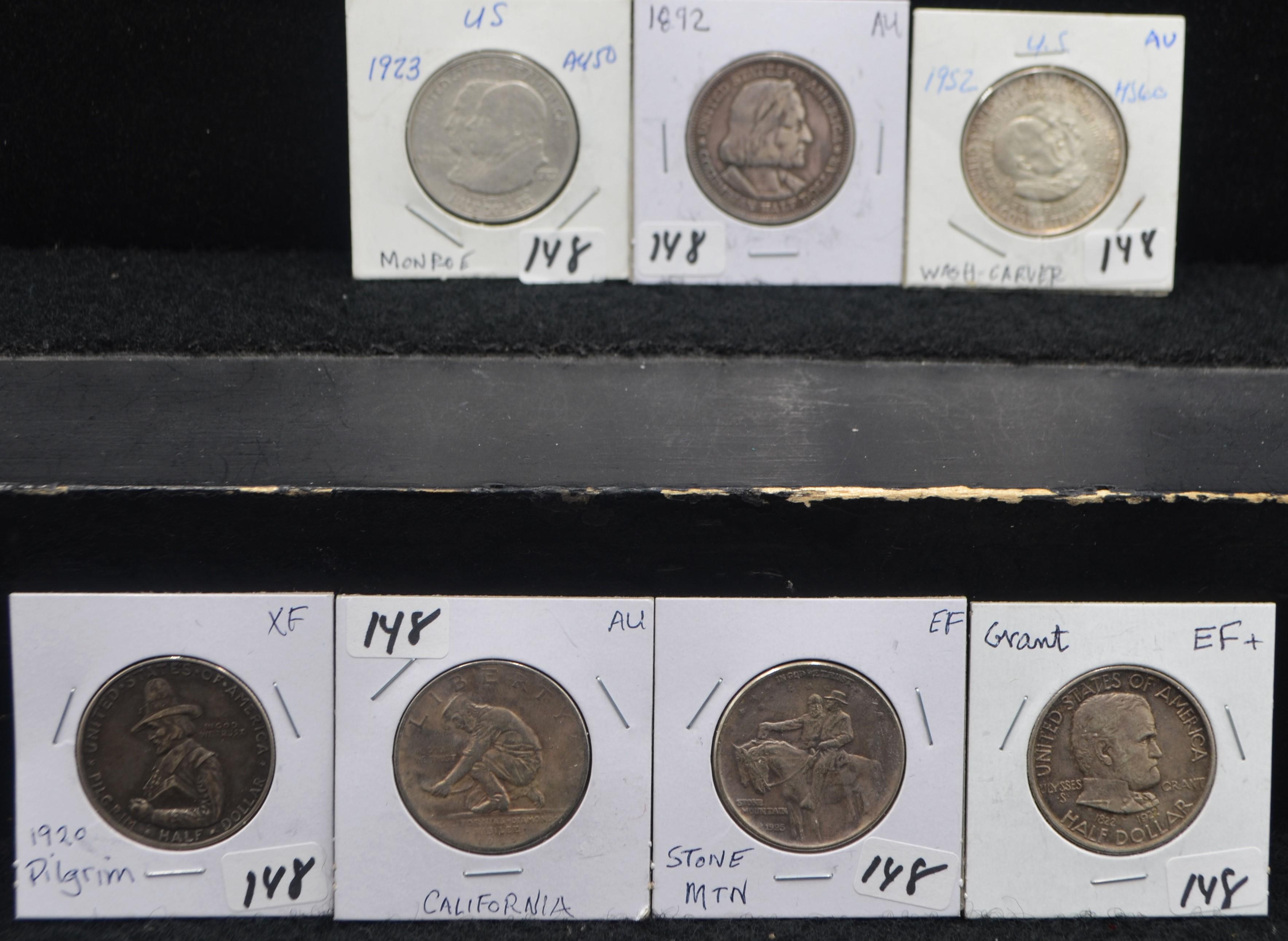 7 DIFFERENT COMMEMORATIVE HALF DOLLARS