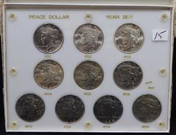 COMPLETE CHOICE BU PEACE DOLLAR YEAR SET