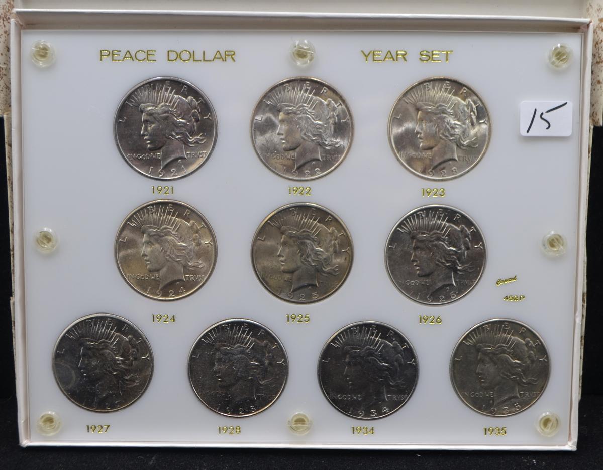 COMPLETE CHOICE BU PEACE DOLLAR YEAR SET