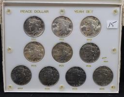 COMPLETE CHOICE BU PEACE DOLLAR YEAR SET