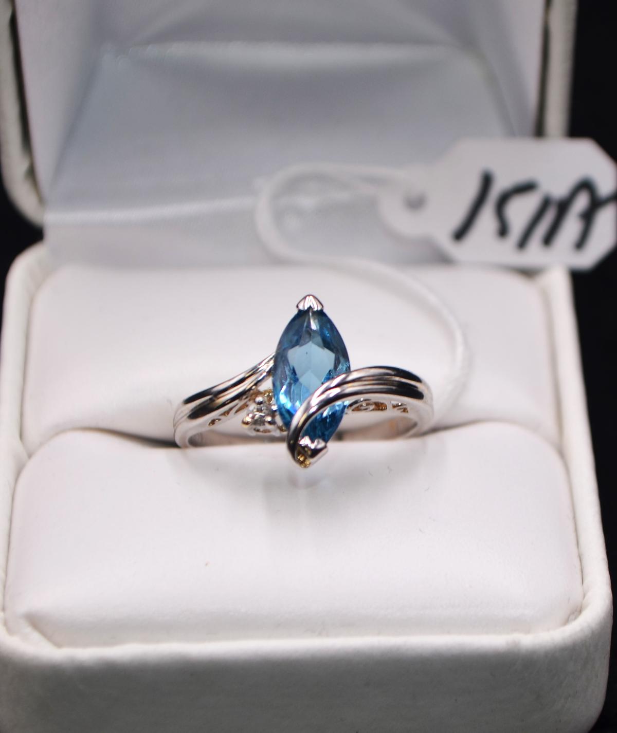 LADIES 1.87 CTTW BLUE TOPAZ & DIAMOND 14K RING