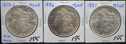 1878-S, 1886, 1887 MORGAN DOLLARS