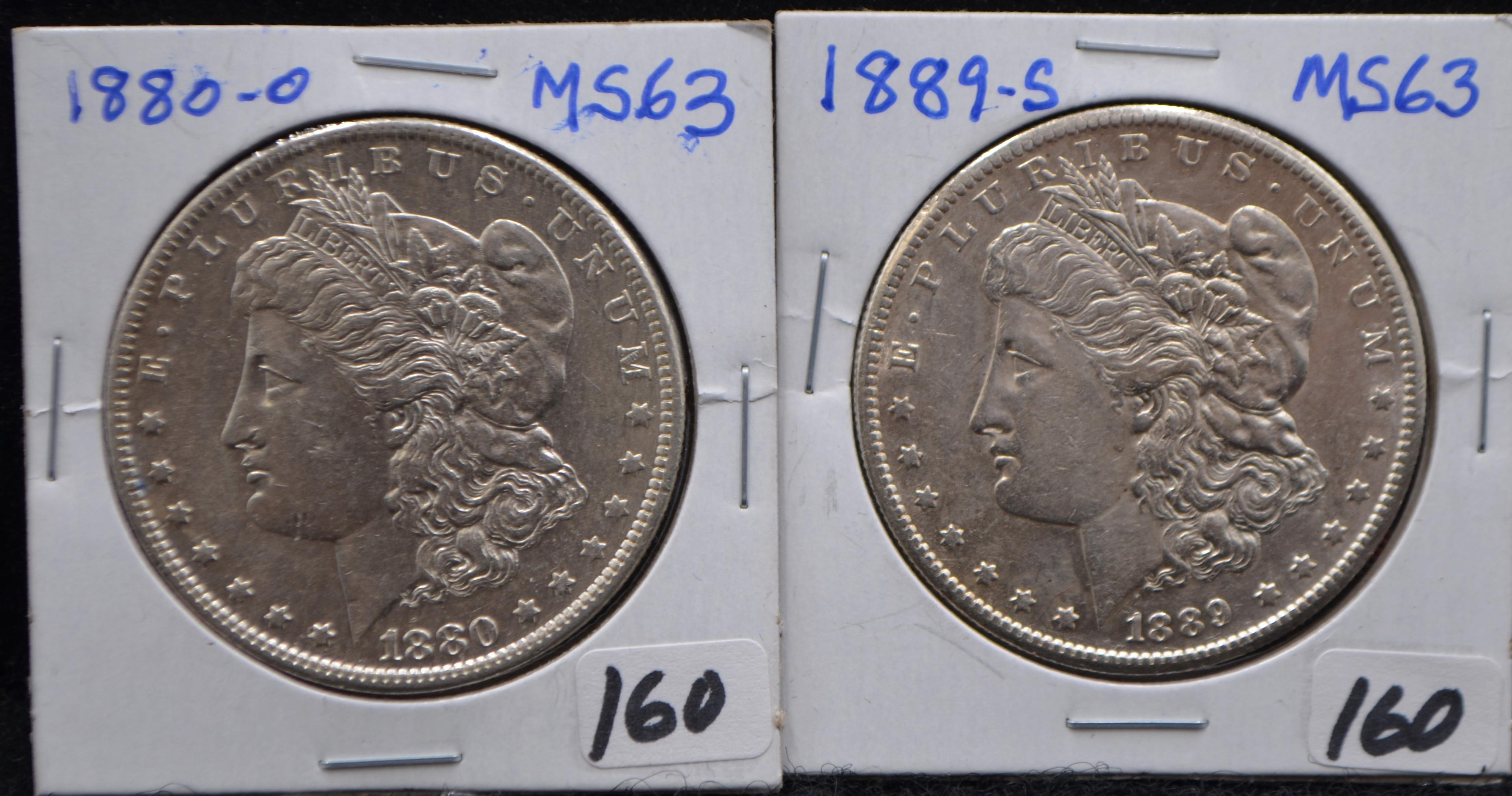1880-0 & 1889-S MORGAN DOLLARS