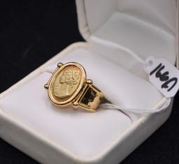 WOMAN'S FACE 14K YELLOW GOLD RING