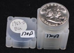 20 CHOICE BU 1963-D FRANKLIN HALF DOLLARS