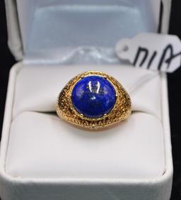 LADIES BLUE LAPIZ 14K YELLOW GOLD RING