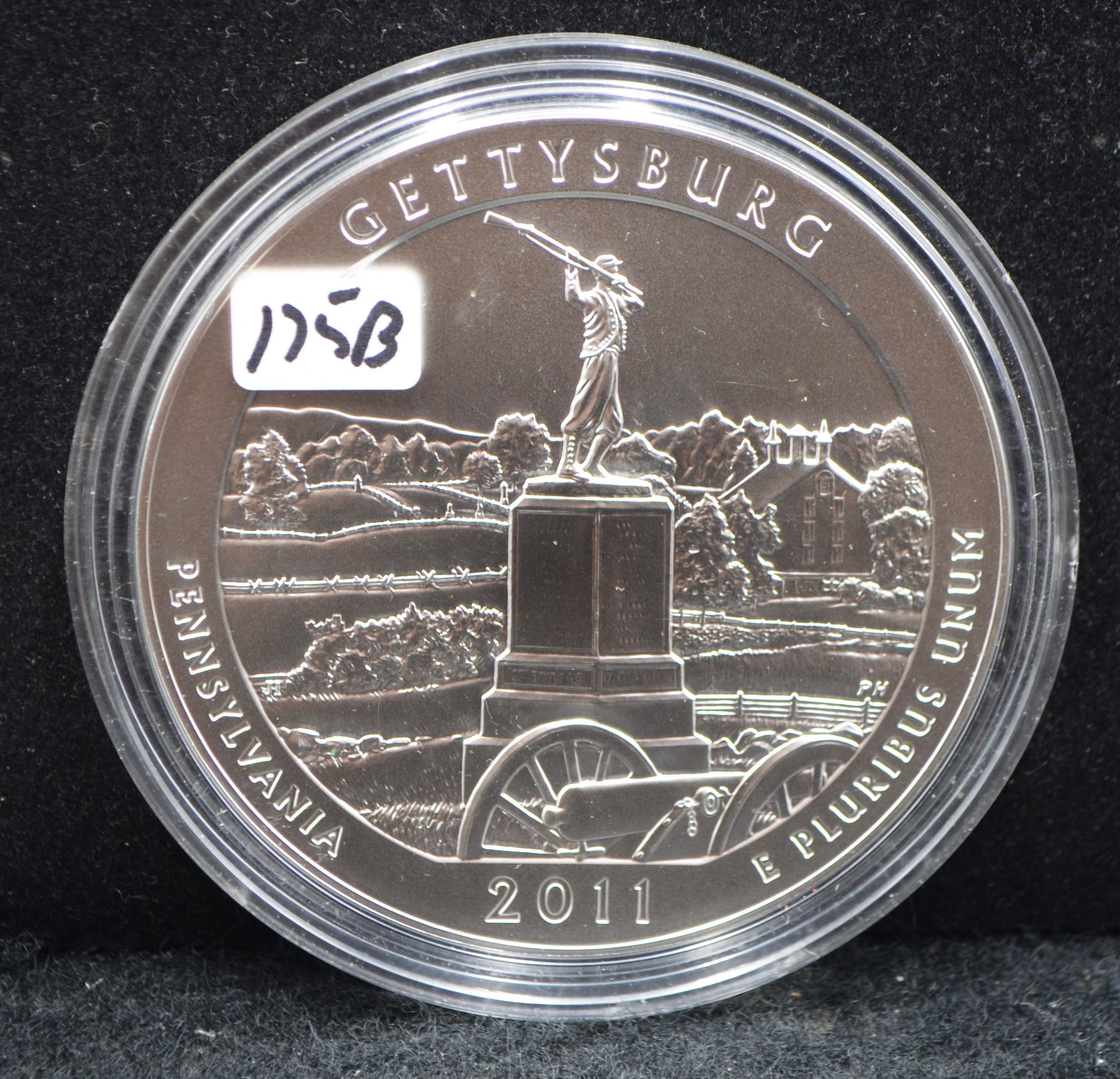 5 OZ .999 FINE SILVER ROUND "GETTYSBURG"