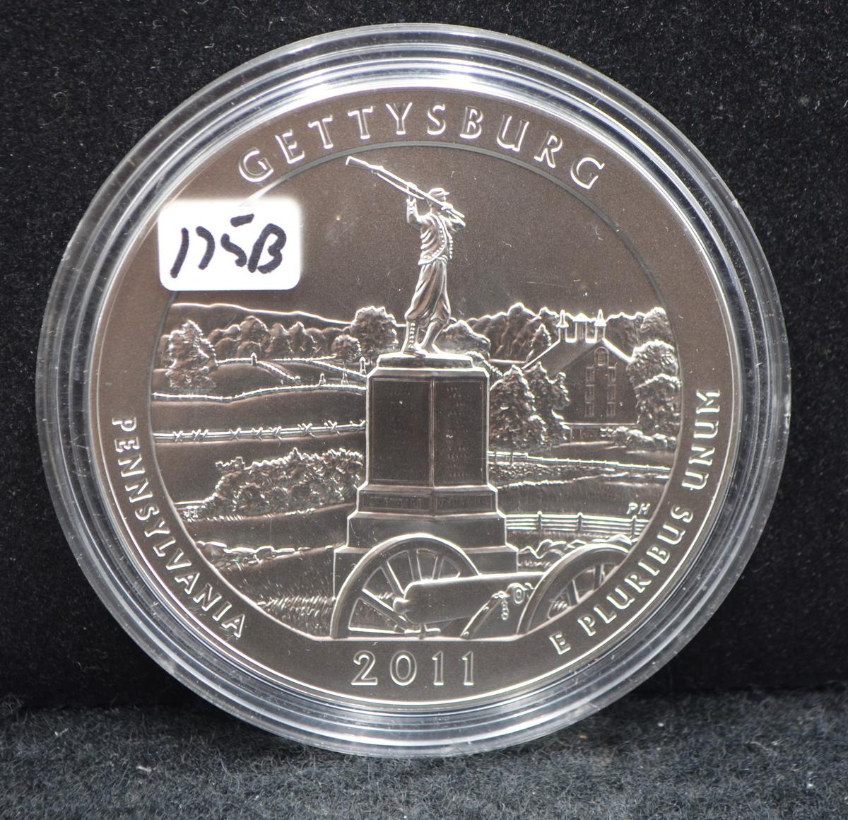 5 OZ .999 FINE SILVER ROUND "GETTYSBURG"