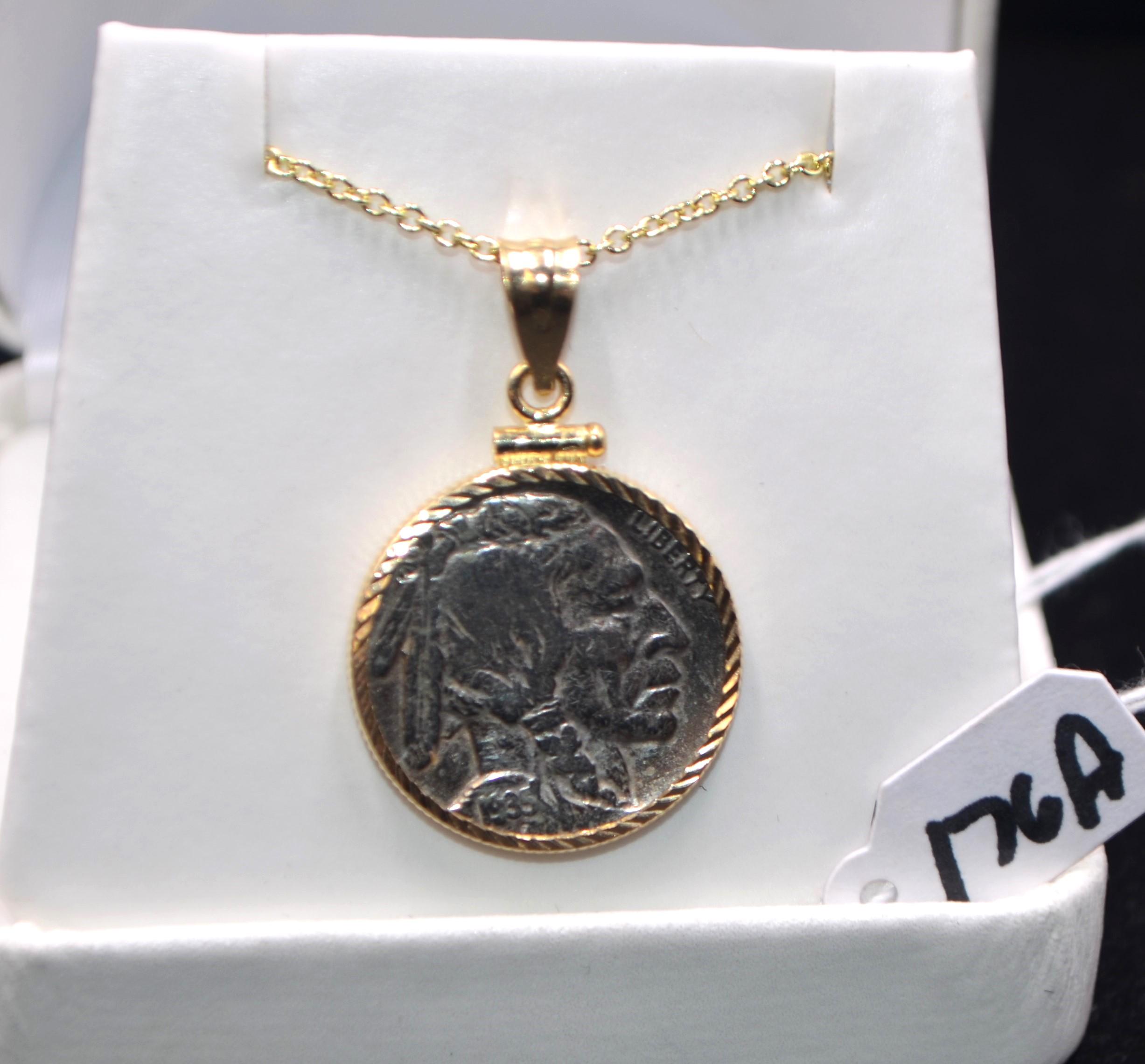 14K BEZEL WITH 1935 BUFFALO NICKEL PENDANT