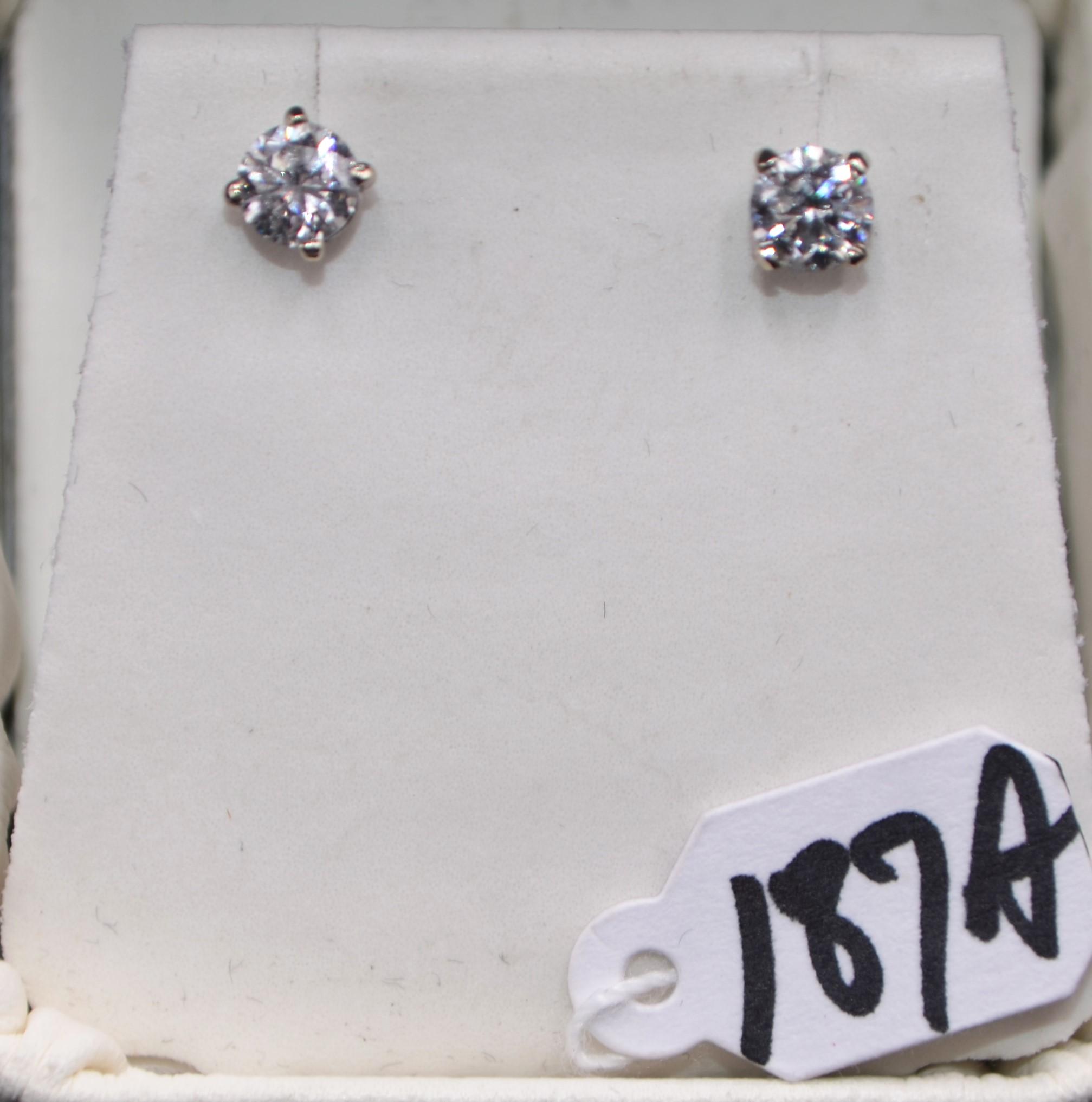 PAIR OF DIAMOND STUD 14K WHITE GLLD EARRINGS