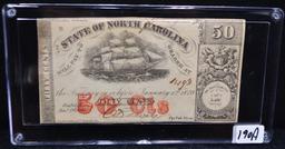 1864 STATE OF N. CAROLINA 50 CENT NOTE