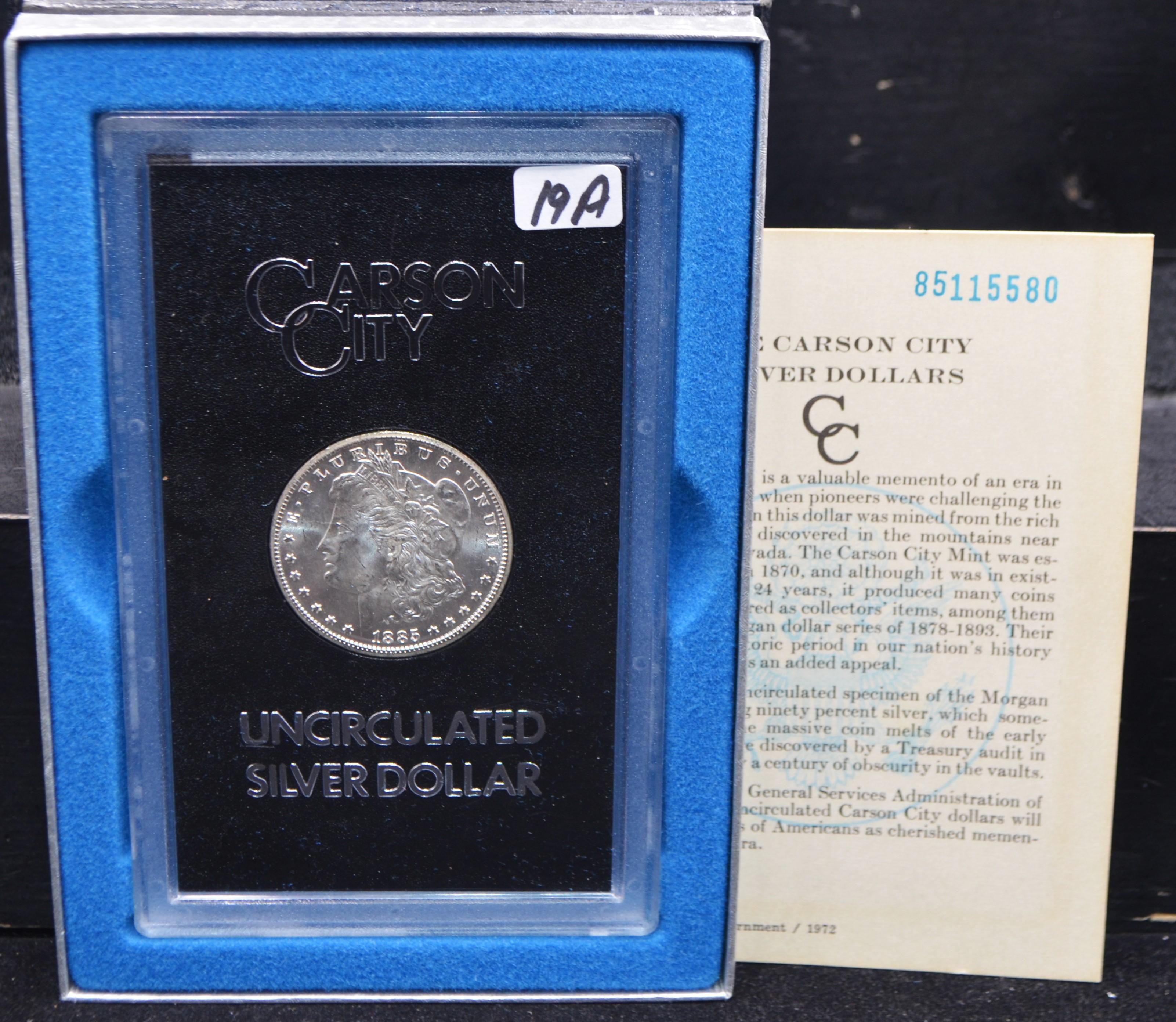 RARE 1885-CC GSA BLACK BOX MORGAN DOLLAR