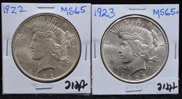 1922 & 1923 GEM PEACE DOLLARS