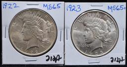 1922 & 1923 GEM PEACE DOLLARS