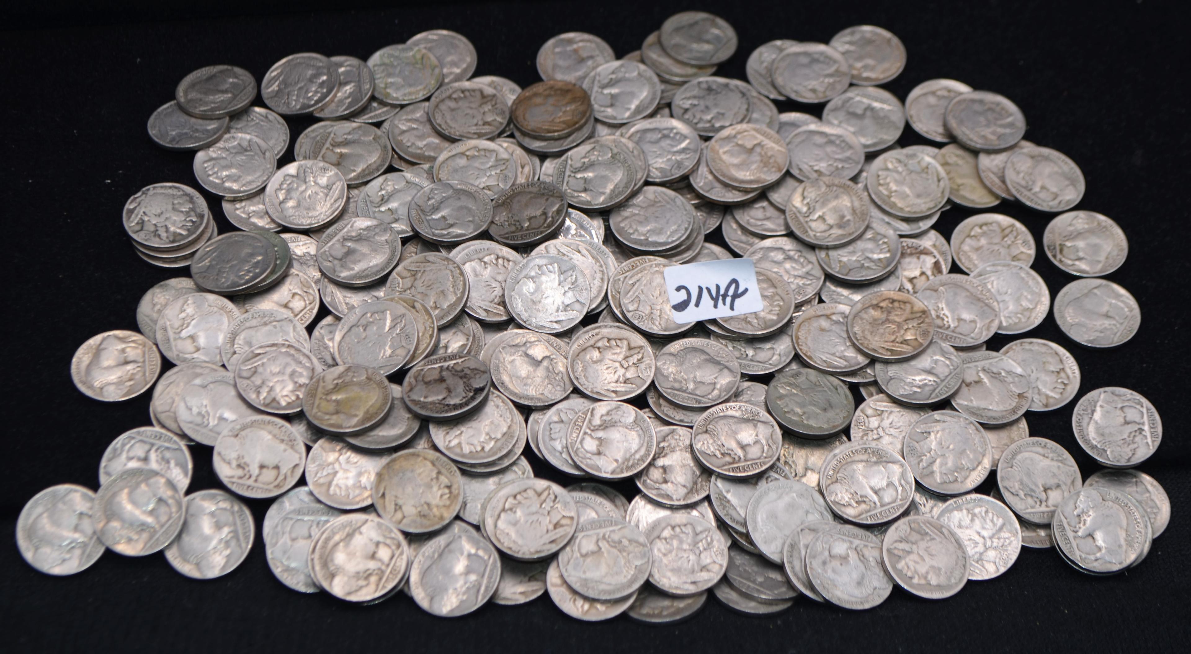 224 MIXED DATE & MINT BUFFALO NICKELS