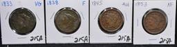 4 DIFFERENT DATE LARGE CENTS