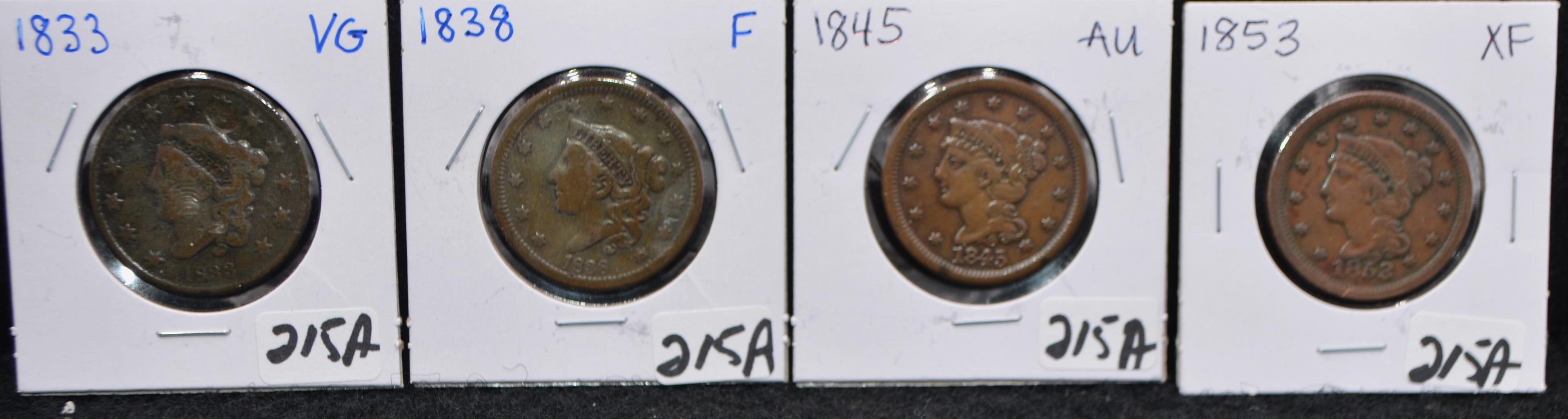 4 DIFFERENT DATE LARGE CENTS