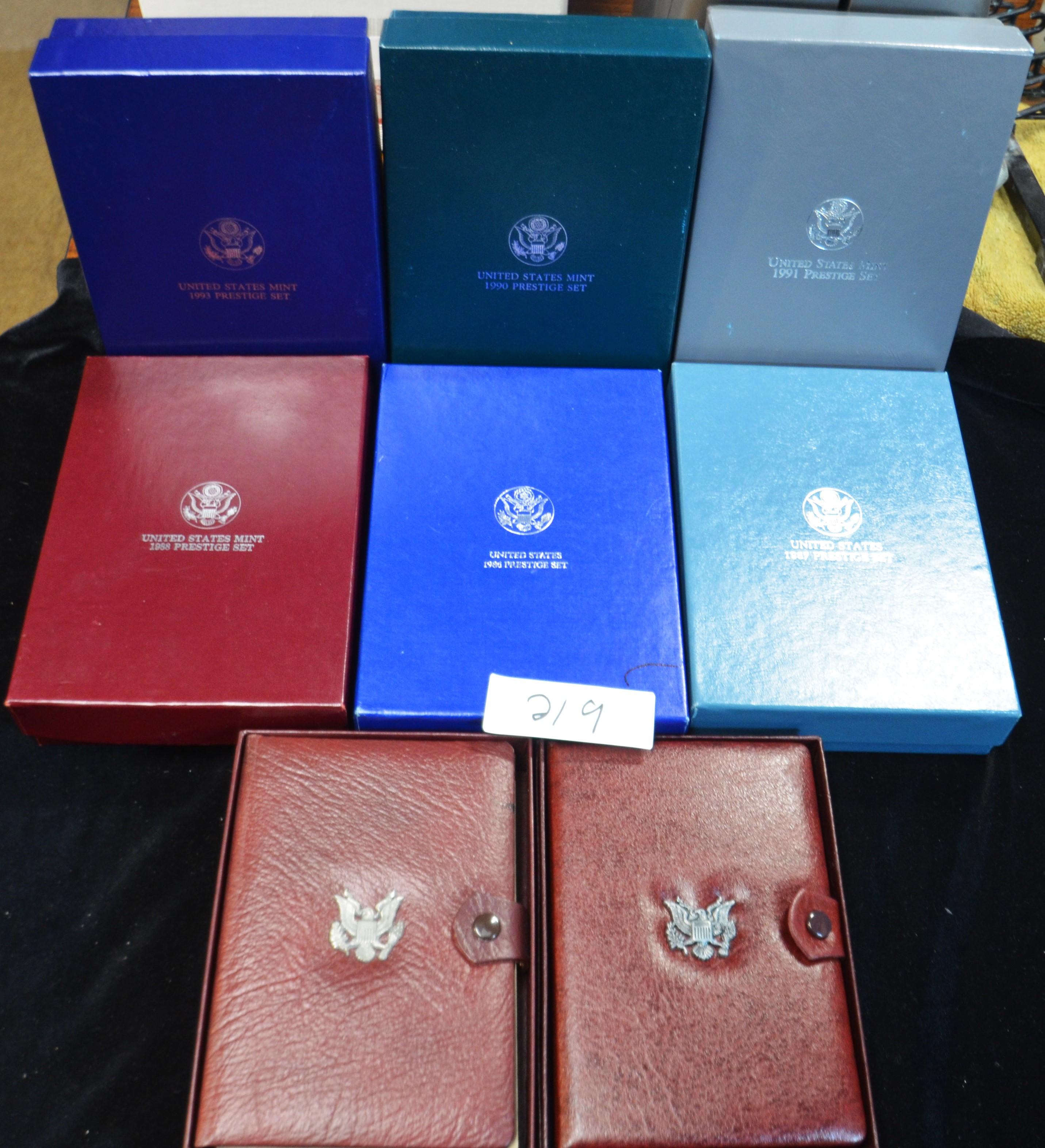 8 U.S. SILVER PRESTIGE PROOF SETS WITH BOXES