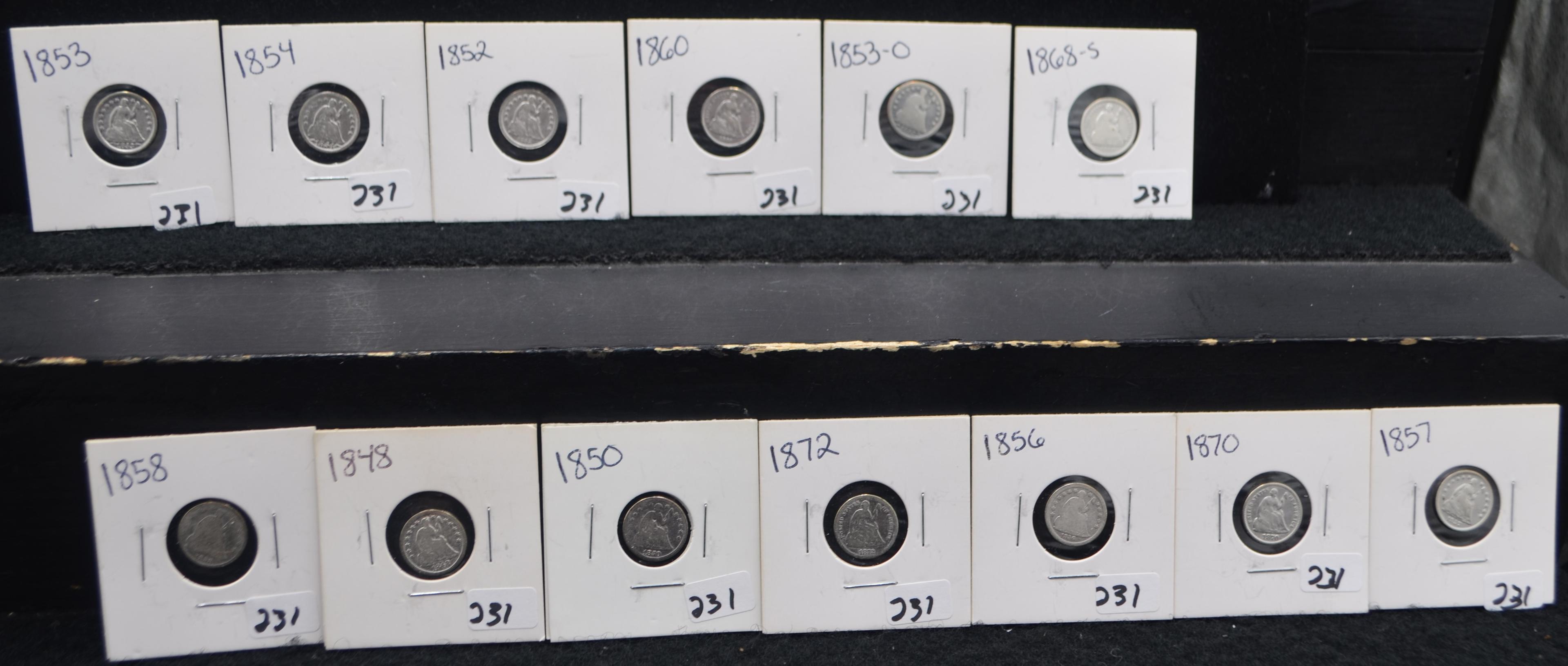 DATE RUN OF SEATED HALF DIMES