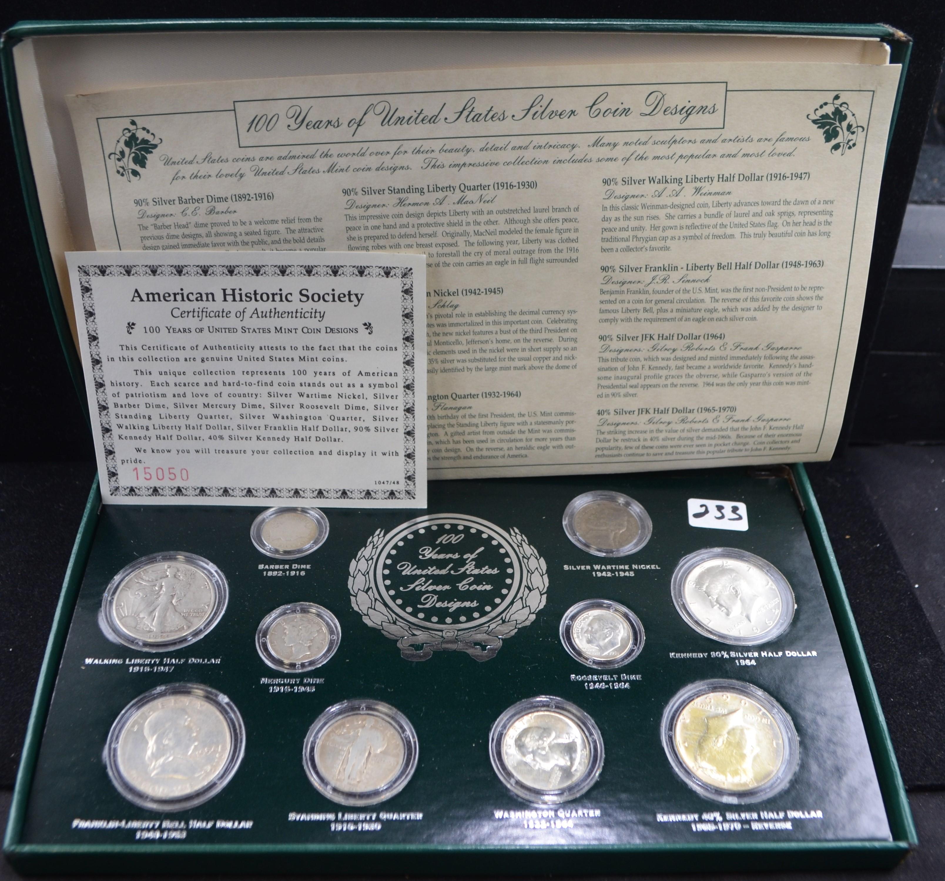 100 YEARS OF UNITED STATES SILVER COIN DESIGNS