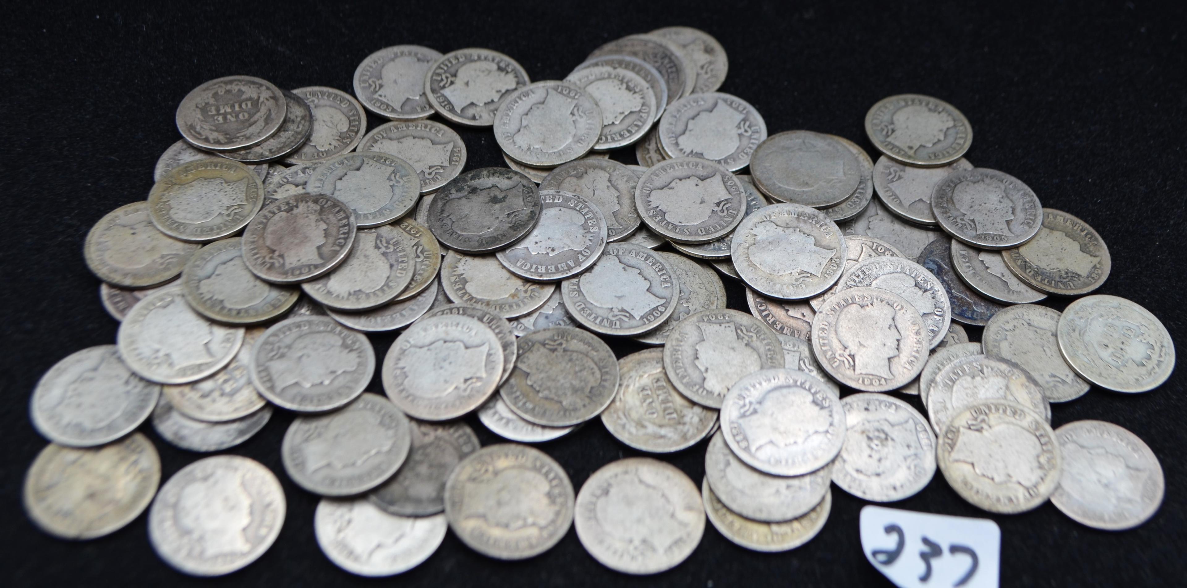 50 MIXED DATES & MINTS BARBER DIMES