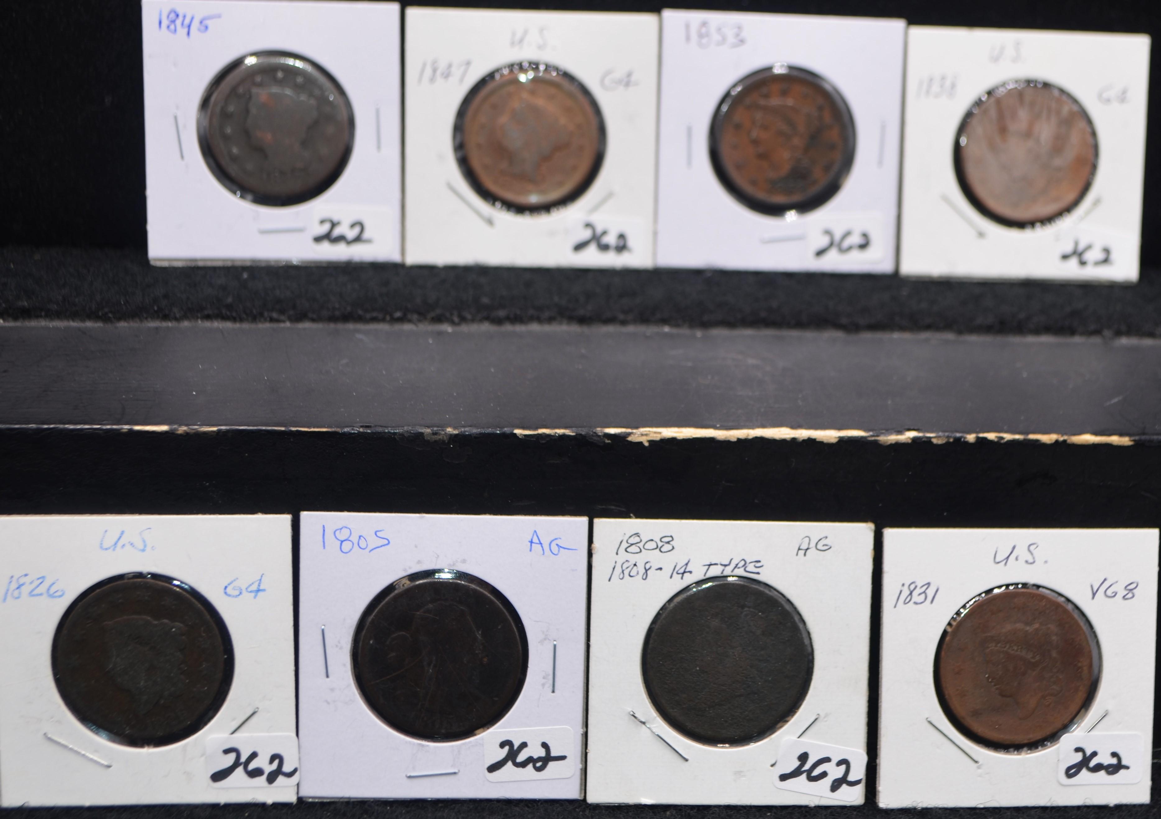 8 MIXED DATE LARGE CENTS