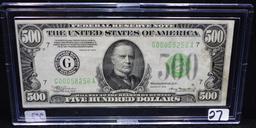 RARE $500 FEDERAL RESERVE NOTE SERIES 1934