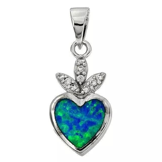 HEART SHAPED STERLING OPAL & TOPAZ PENDANT