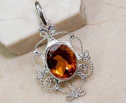 3 CT NATURAL GOLDEN STERLING SILVER PENDANT