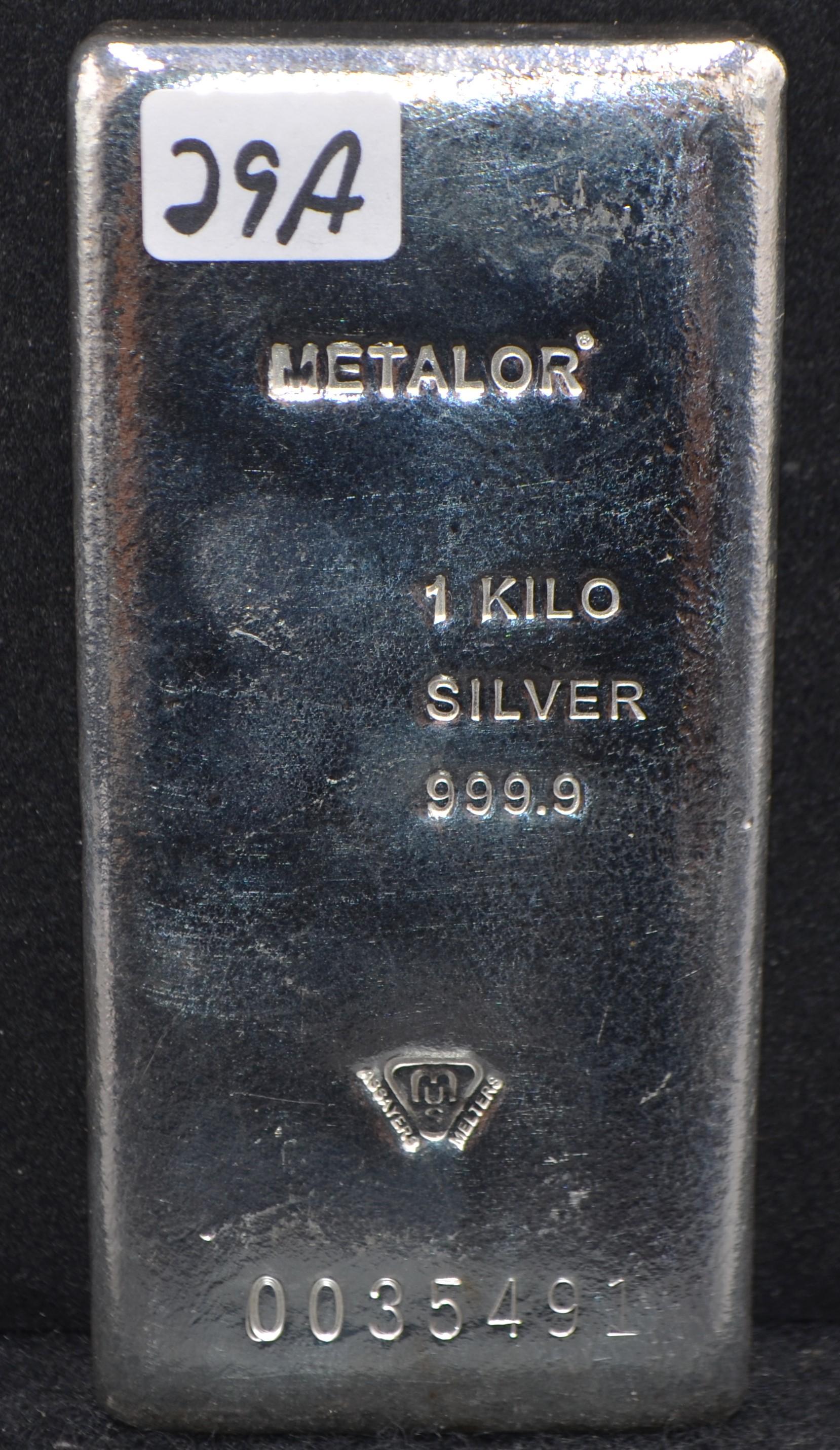 METALOR 1 KILOGRAM (32.15 OZ) .9999 SILVER BAR