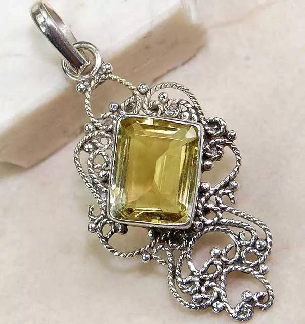 4 CT NATURAL LEMON CITRINE STERLING PENDANT