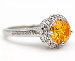 3 CT YELLOW SAPPHIRE & TOPAZ STERLING RING