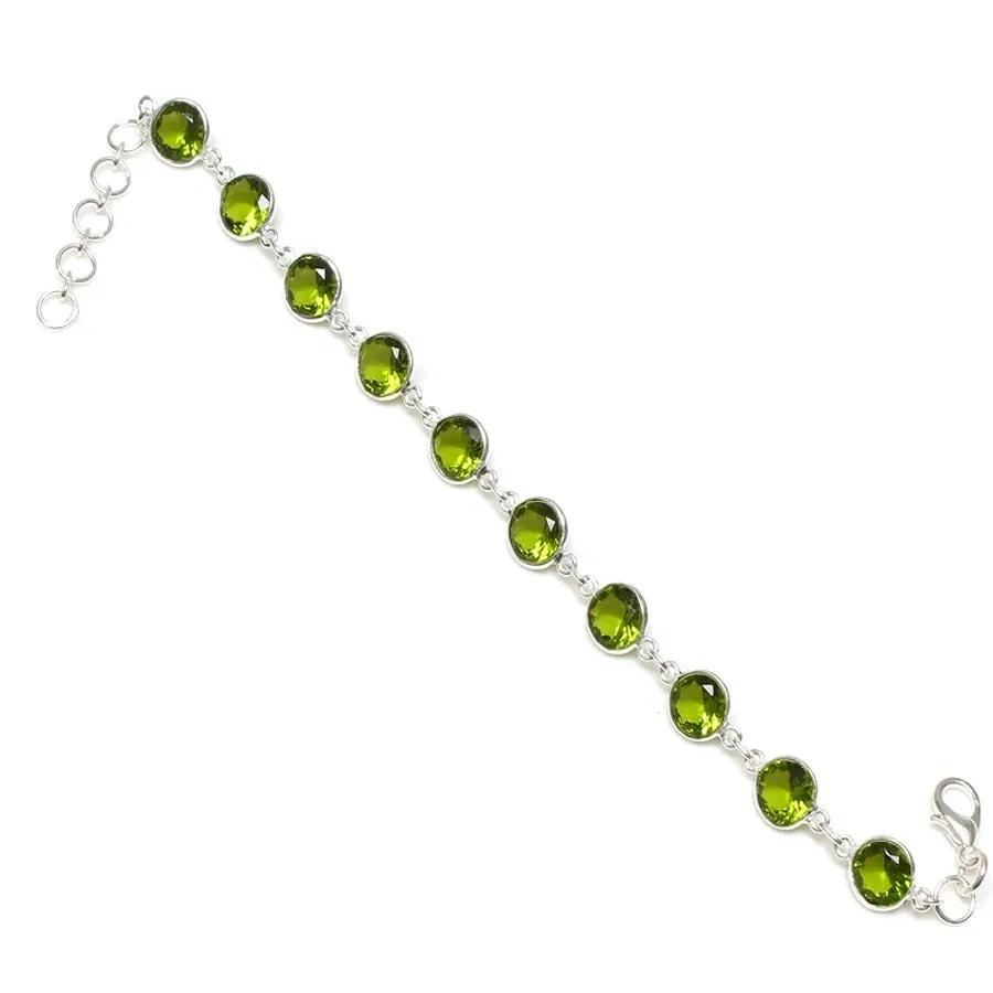 GREEN PERIDOT STERLING SILVER BRACELET