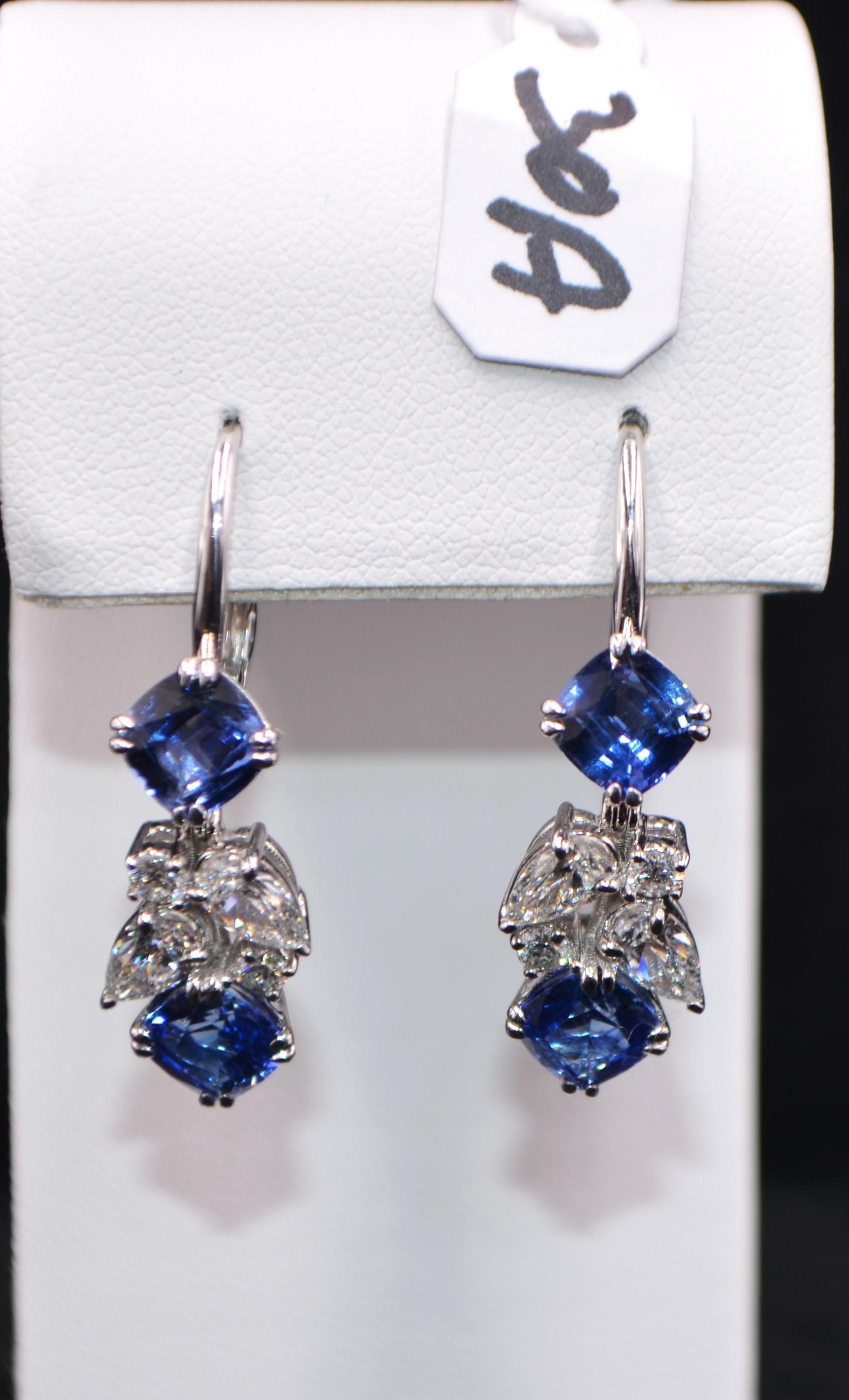 SPECTACULAR 2.80 DIAMOND & SAPPHIRE 14K EARRINGS