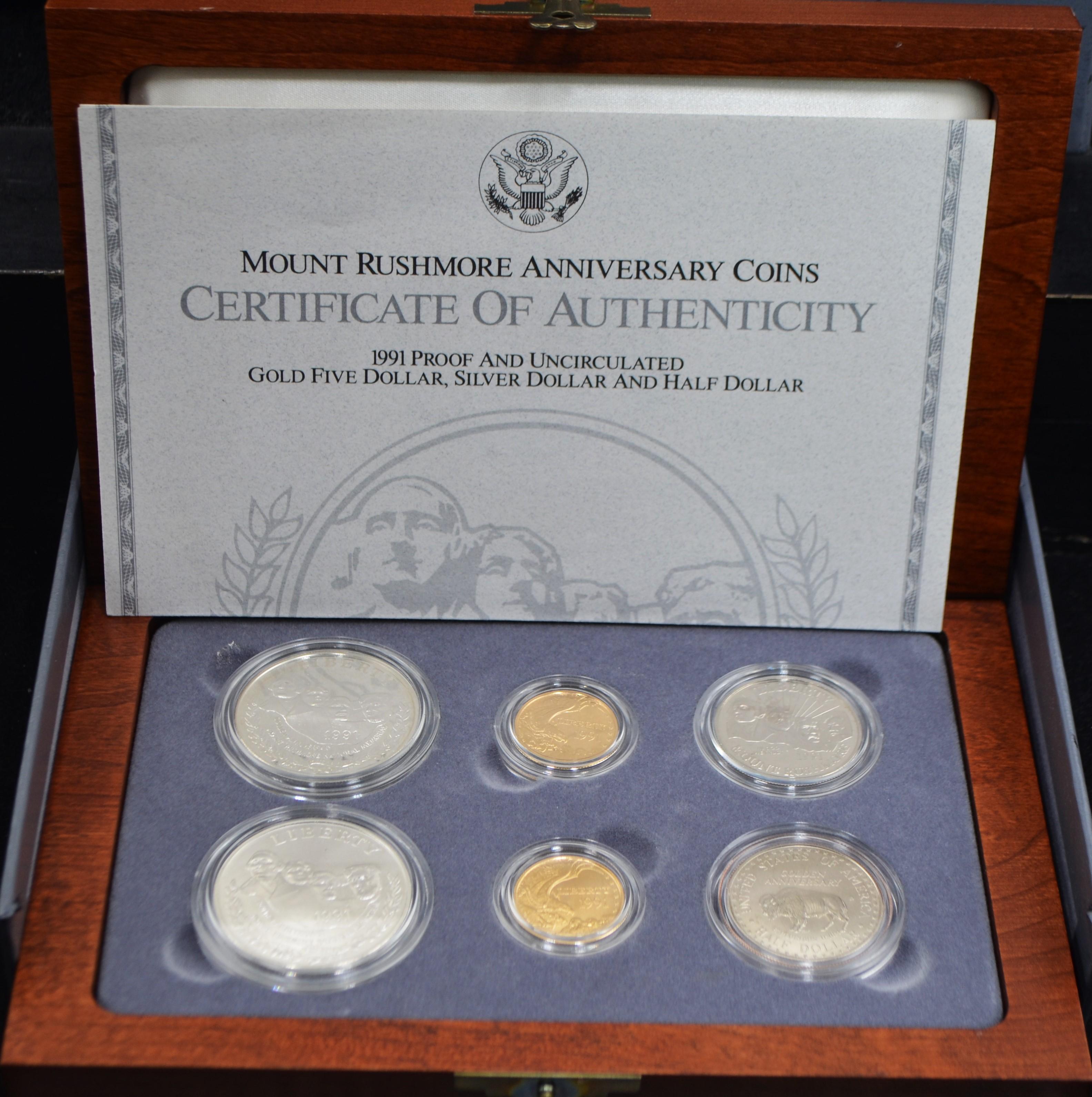 1991 PROOF & UNC GOLD & SILVER COIN ANNV SET