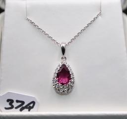 LOVELY 2.52 CTTW PINK TOURMALINE & DIAMOND PENDANT