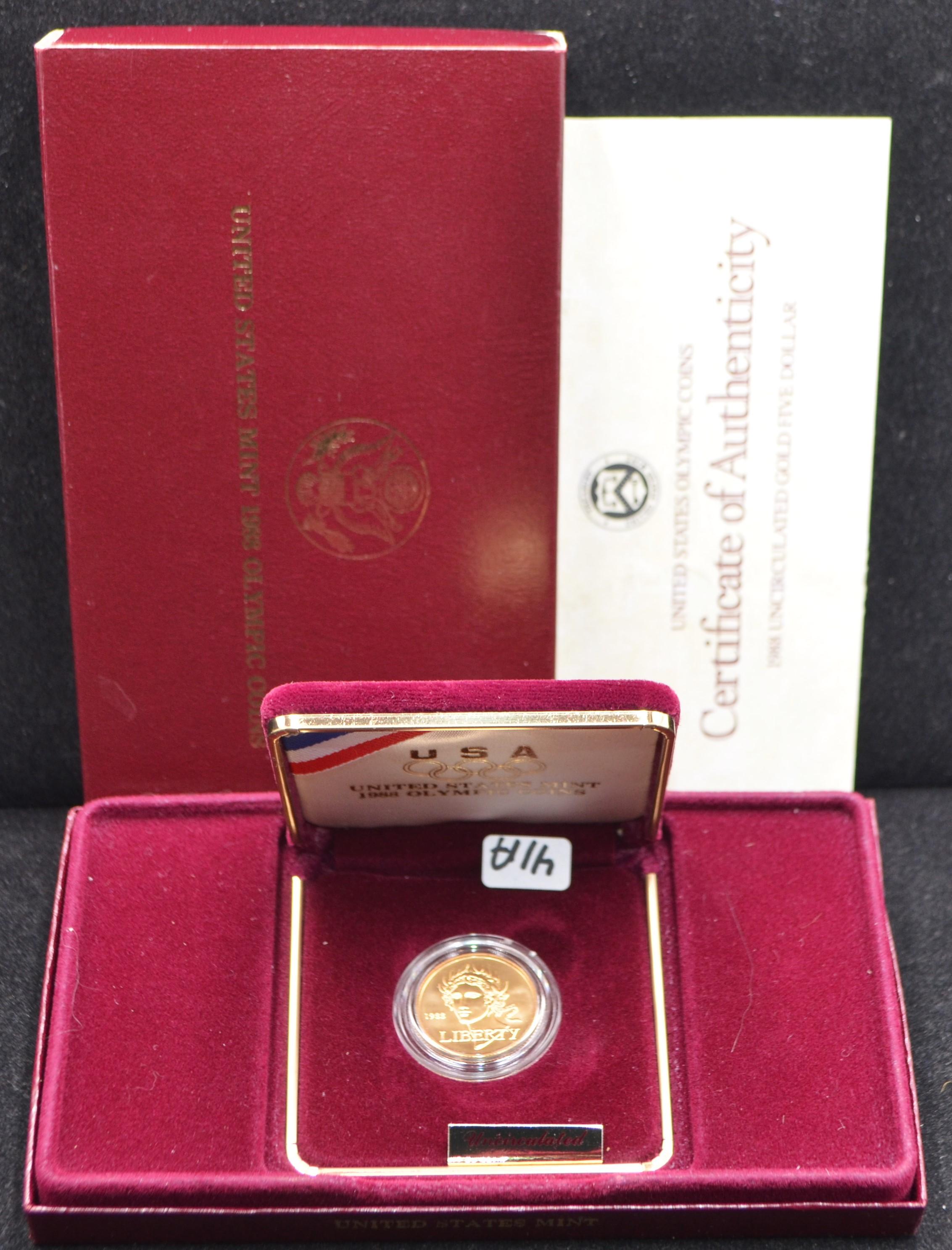 1988 UNC OLYMPIC $5 GOLD COIN