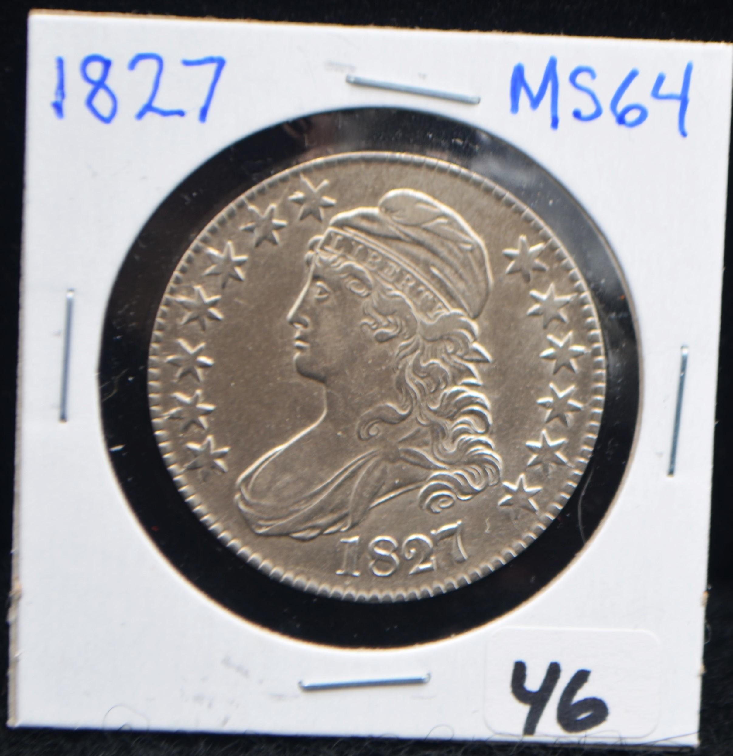 1827 CAPPED BUST HALF DOLLAR