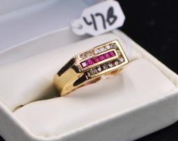 MEN'S 1.36 CTTW DIAMOND & RUBY 14K GOLD RING