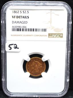 1862-S $2 1/2 LIBERTY HEAD GOLD COIN NGC VF